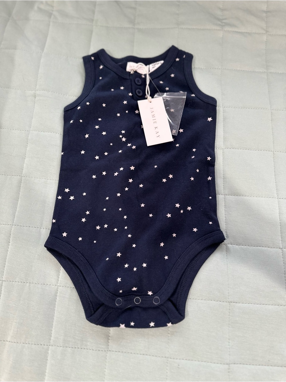 Jamie Kay Navy Onesie with White Star Print